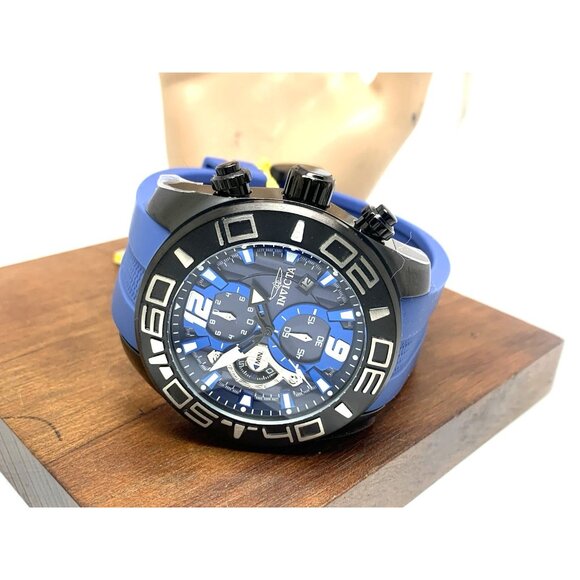 Invicta Men's Watch 22812 Pro Diver Quartz Chronograph Blue Black Rubber Strap - Picture 9 of 15